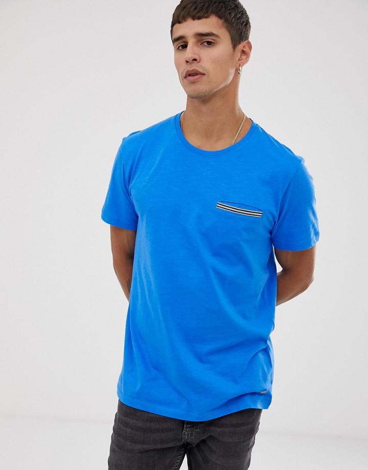 Esprit T-shirt With Taped Pocket In Blue