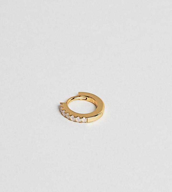 Galleria Armadoro Gold Plated Opal Pave Huggie Hoop Earring - Gold