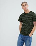 Another Influence All Over Camo Print T-shirt - Green