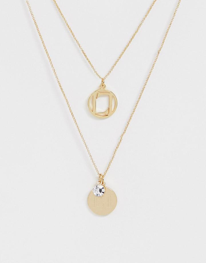 Lipsy Multi Chain Necklace With Logo In Gold - Gold
