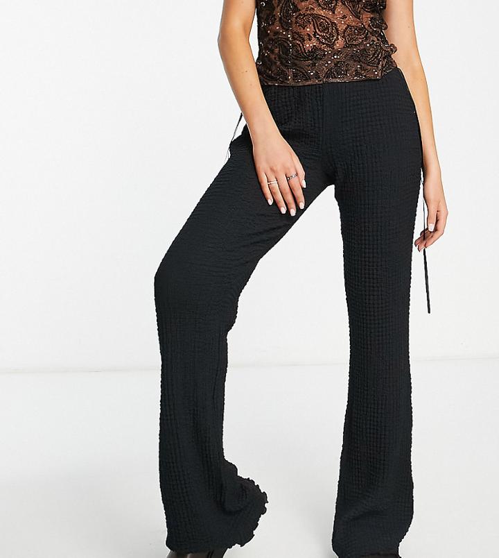 Reclaimed Vintage Inspired Straight Leg Plisse Pants In Black