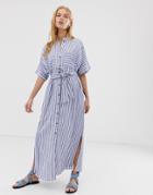 Pieces Stripe Cotton Maxi Dress - Blue