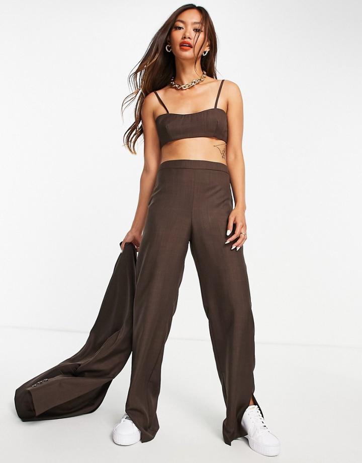 Topshop Minimal Tailored Pants In Chocolate-brown