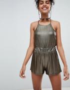 Monki Metallic Shorts Two-piece - Gold