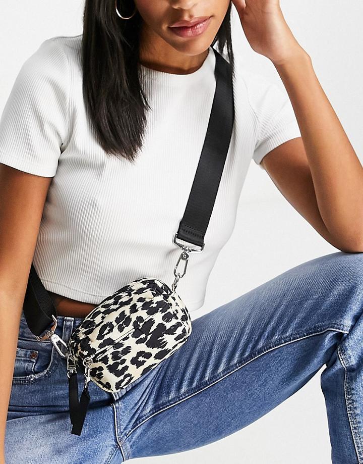 Topshop Micro Crossbody Bag In Leopard Print-multi