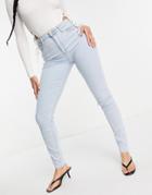 Asos Design High Rise Ridley 'skinny' Jeans In Pretty Lightwash-blues