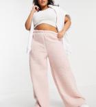 I Saw It First Plus Borg Wide Leg Pants In Pink