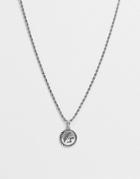 Icon Brand Necklace In Silver With Circular Engraved Pendant