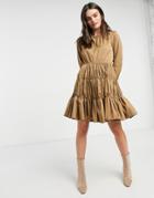 Y.a.s Mini Dress With Gathered Tiering In Camel-neutral