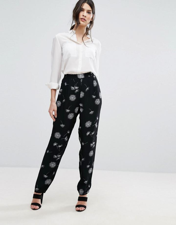 Selected Femme Dandelion Print Pants - Black