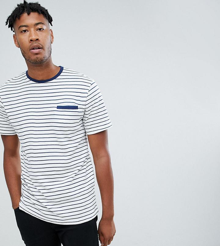 Jacamo Tall Waffle T-shirt In Stripe - White