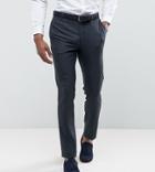 Asos Tall Wedding Skinny Suit Pants In Blue Micro Woven Texture - Blue
