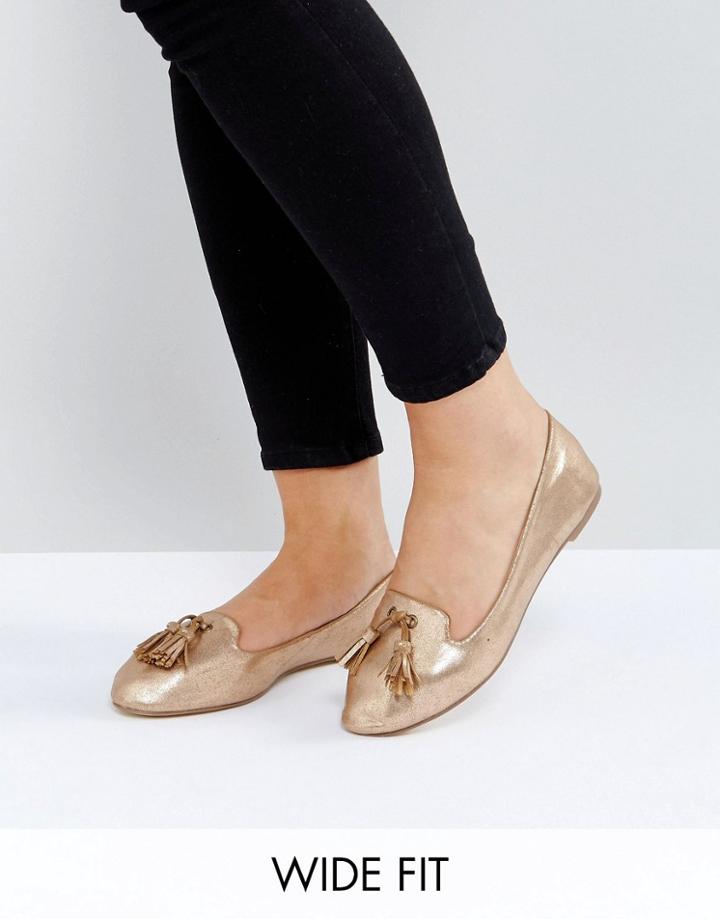 London Rebel Wide Fit Flat Tassle Slippers - Copper