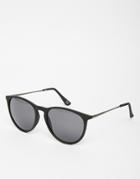 Asos Round Sunglasses With Metal Arms In Black - Black
