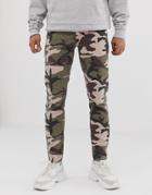 Asos Design Slim Jeans In Camo Print-green