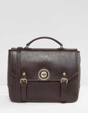 Ri2k Leather Satchel Bag - Brown