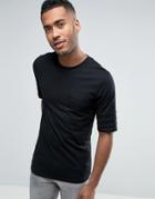 Jack & Jones Core Longline T-shirt With Chest Patch - Black