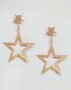 Monki Star Stud And Drop Earrings - Gold