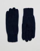 Selected Homme Leth Gloves In Navy - Navy