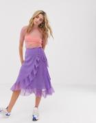 Resume Ninnet Sparkle Frilled Hem Skirt - Purple