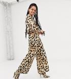 Asos Design X Laquan Smith Wide Leg Pants In Leopard Print-multi