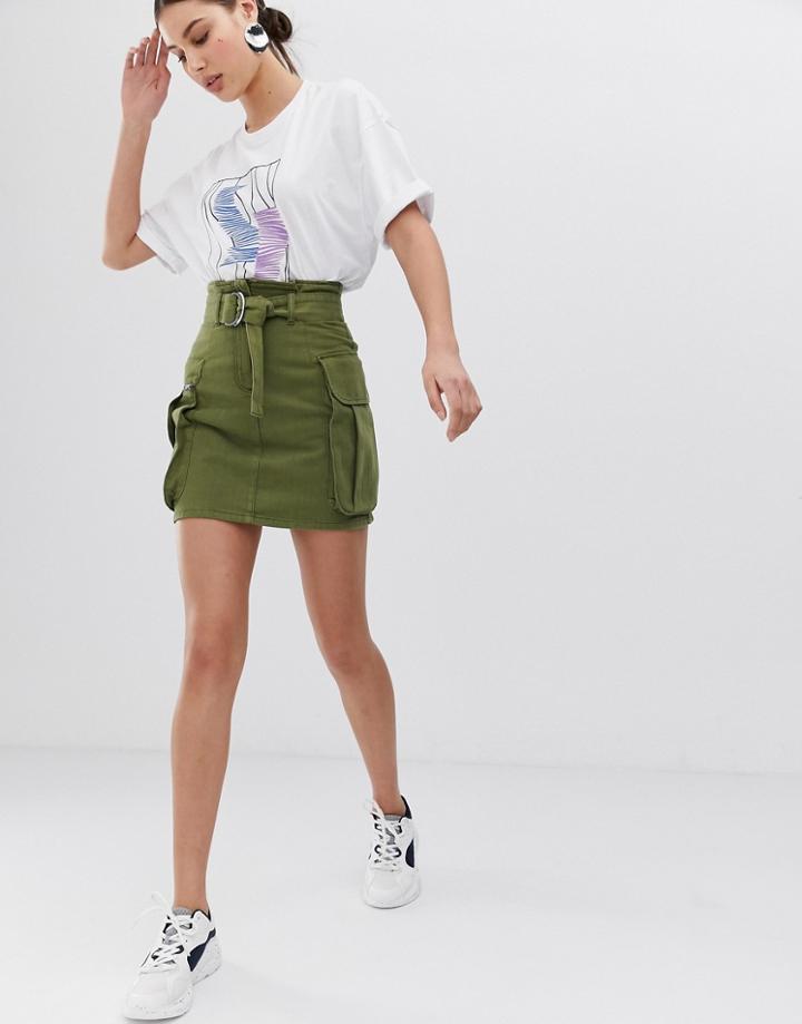 Asos White Utility Pocket Skirt - Multi