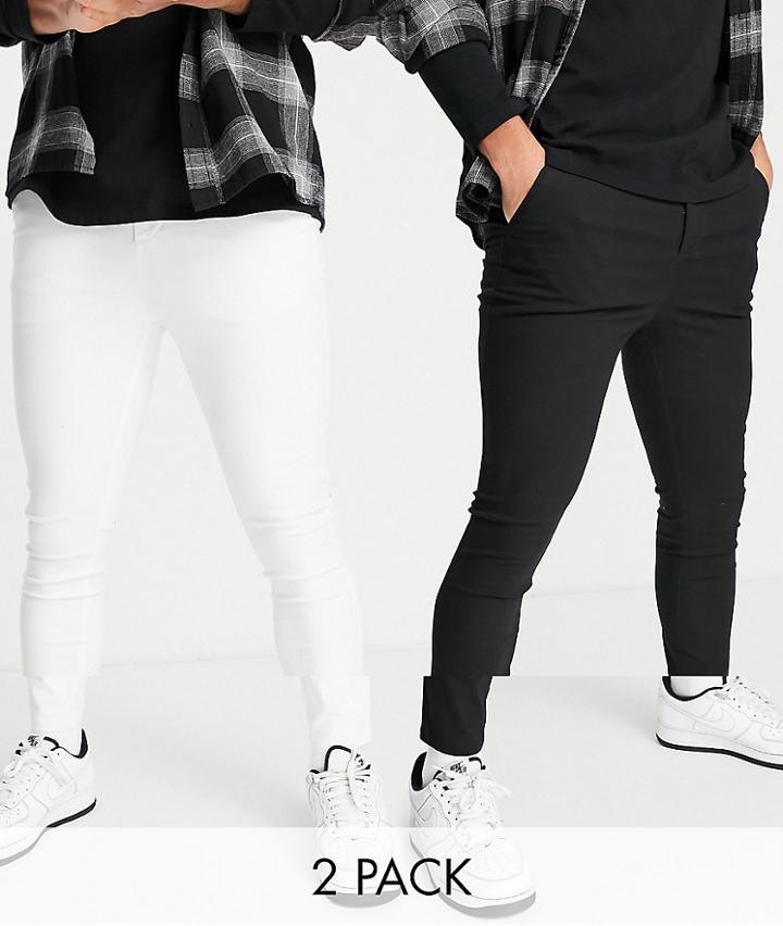 Asos Design 2 Pack Spray On Chinos In Black And White Save-multi