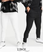 Asos Design 2 Pack Spray On Chinos In Black And White Save-multi