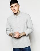 Farah Long Sleeve Polo Shirt In Reg Fit - Gray Marl