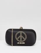 Love Moschino Satin Clutch Bag With Embellishment - Black
