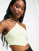 Pull & Bear Halterneck Top In Lime-green