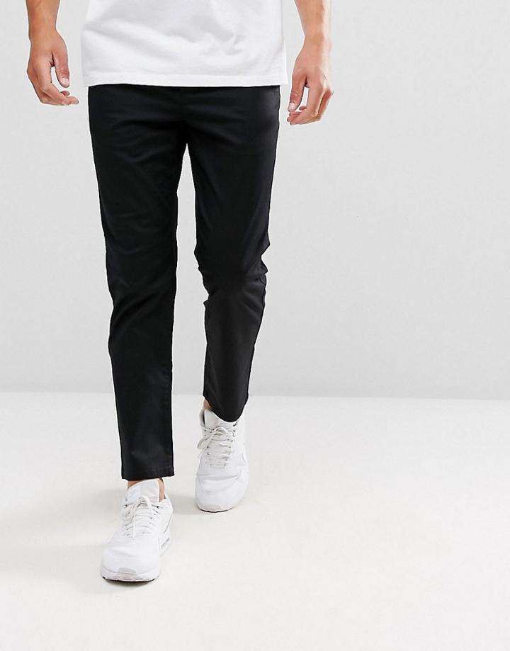 Asos Slim Cropped Chinos In Black - Black