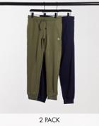 Jack & Jones 2 Pack Sweatpants In Navy And Khaki-multi