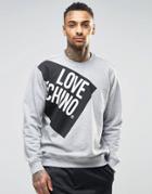 Love Moschino Sweatshirt With Stamp Print - Gray