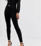 Asos Design Ridley High Waisted Skinny Jeans In Clean Black