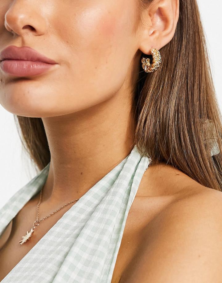 Designb Double Row Twist Hoop Earrings In Gold Tone