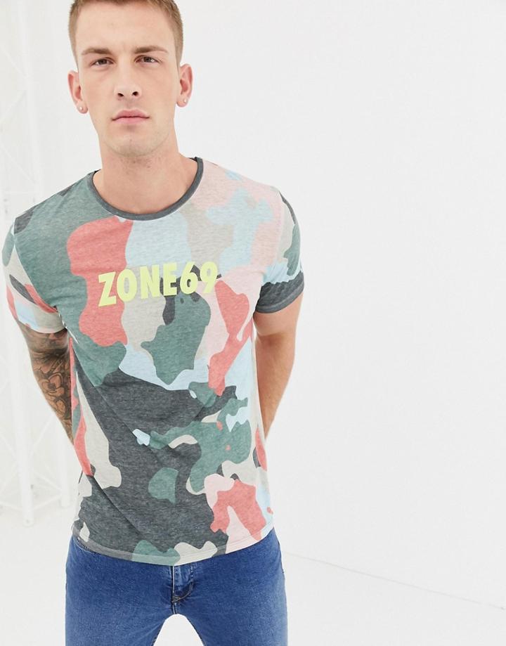 Jack And Jones Originals Camo Print Tee - Silver