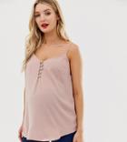 New Look Maternity Button Detail Cami Top In Pink - Pink