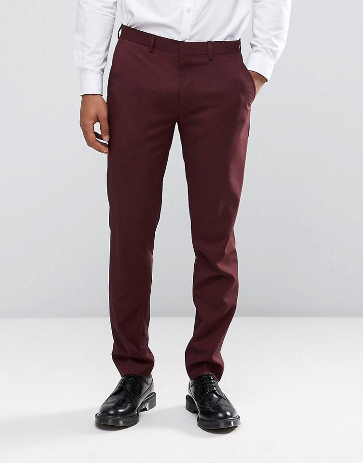 Only & Sons Skinny Suit Pants In Marl - Red