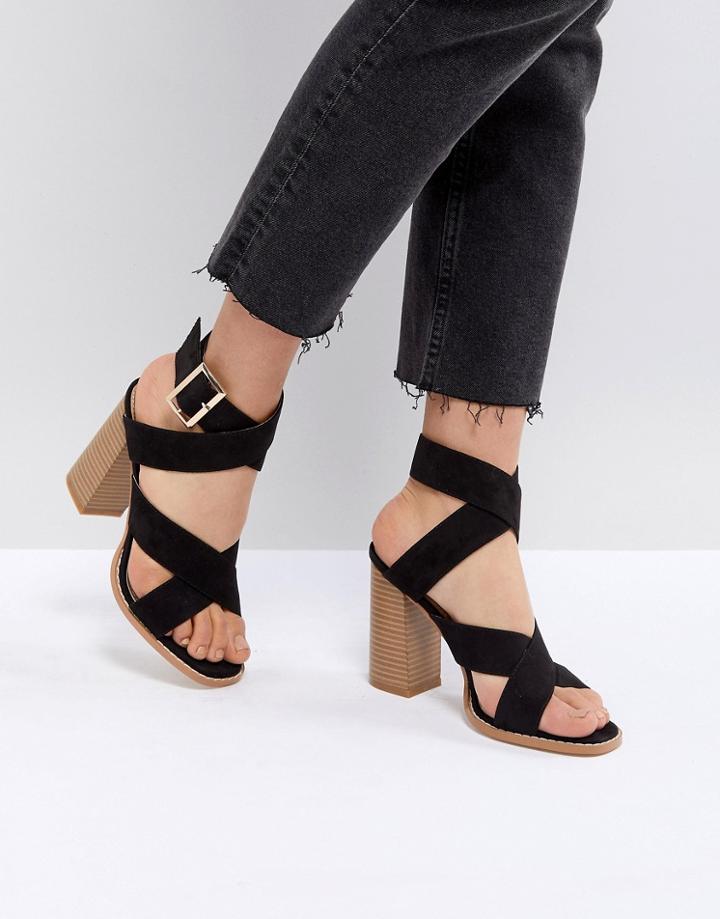 Raid Abree Black Block Heeled Sandals - Black