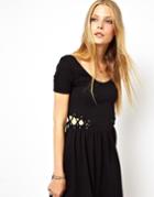 Asos Petite Skater Dress With Lace Up Side - Black