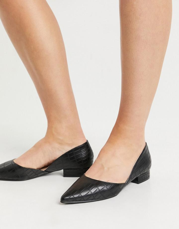 Raid Harvey Two Part Flat Shoes In Black Croc