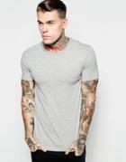 Asos Muscle T-shirt With Crew Neck In Neppy Fabric Interest - Gray Marl