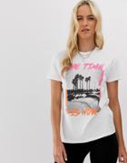 Asos Design T-shirt With Photographic Neon Print In Organic Cotton - White
