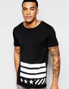 Asos Muscle T-shirt With Stripes And Stars Hem Print In Black - Black