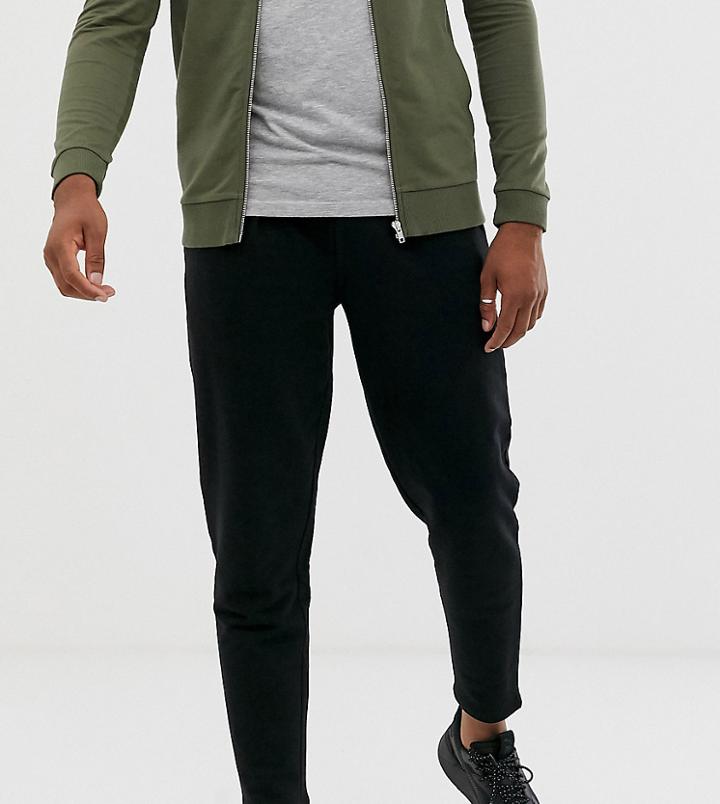 Asos Design Tall Tapered Sweatpants With Pleats In Black