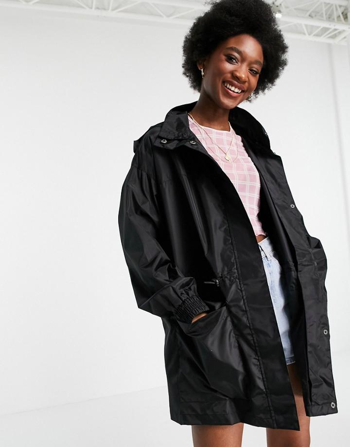 Asos Design Four Pocket Chuck On Rain Jacket In Black