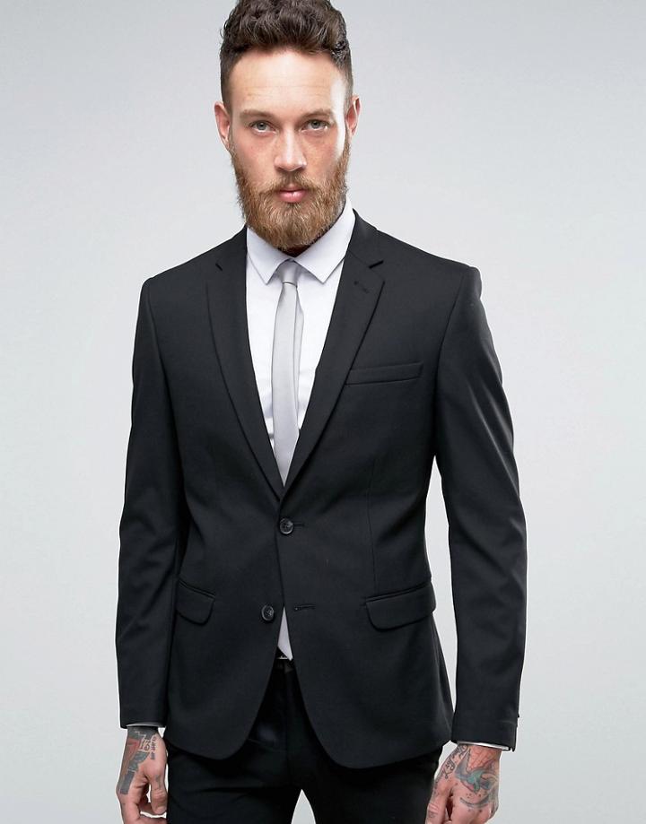 New Look Skinny Fit Suit Jacket In Black - Black