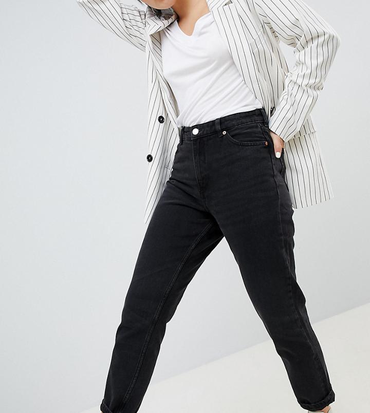 Monki Taiki High Waist Mom Jeans With Organic Cotton In Wash Black - Black