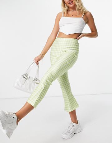 Another Reason High Waisted Pants In Green Checkerboard